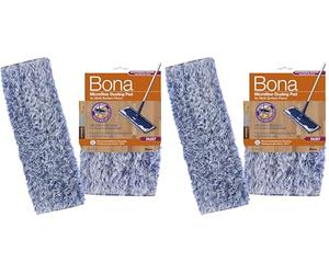 Bona Microfibre Dusting Pad Recambio Atrapapolvo, Poliéster, Blanco Azul, 1 (Paquete de 2)