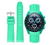 BONACE Correa de silicona curvada para reloj Moonswatch, compatible con Omega X Swatch 20 mm, Swatch Omega Moonswatch Speedmaster, correa de repuesto sin huecos, para hombre y mujer, Medium, Silicona