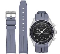 BONACE Correa para Omega x Swatch MoonSwatch/Rolex Watch/SEIKO Watch de 20 mm,Correa de repuesto de silicona para reloj Omega X Swatch Moonswatch Speedmaster sin espacio (Grises y negras Líneas)