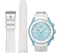 BONACE Correa para Omega x Swatch MoonSwatch/Rolex Watch/SEIKO Watch de 20 mm,Correa de repuesto de silicona para reloj Omega X Swatch Moonswatch Speedmaster sin espacio (Blanco)