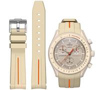 BONACE Correa para Omega x Swatch MoonSwatch/Rolex Watch/SEIKO Watch de 20 mm,Correa de repuesto de silicona para reloj Omega X Swatch Moonswatch Speedmaster sin espacio (Línea Naranja caqui)