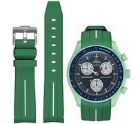 BONACE Correa para Omega x Swatch MoonSwatch/Rolex Watch/SEIKO Watch de 20 mm,Correa de repuesto de silicona para reloj Omega X Swatch Moonswatch Speedmaster sin espacio (línea blanca verde)
