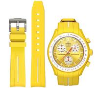 BONACE Correa para Omega x Swatch MoonSwatch/Rolex Watch/SEIKO Watch de 20 mm,Correa de repuesto de silicona para reloj Omega X Swatch Moonswatch Speedmaster sin espacio (Línea amarilla y blanca)