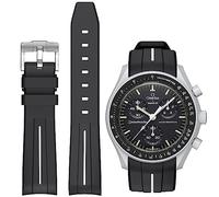 BONACE Correa para Omega x Swatch MoonSwatch/Rolex Watch/SEIKO Watch de 20 mm,Correa de repuesto de silicona para reloj Omega X Swatch Moonswatch Speedmaster sin espacio (Líneas en blanco y negro)