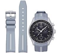 BONACE Correa para Omega x Swatch MoonSwatch/Rolex Watch/SEIKO Watch de 20 mm,Correa de repuesto de silicona para reloj Omega X Swatch Moonswatch Speedmaster sin espacio (Líneas grises y blancas)