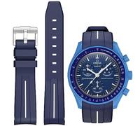 BONACE Correa para Omega x Swatch MoonSwatch/Rolex Watch/SEIKO Watch de 20 mm,Correa de repuesto de silicona para reloj Omega X Swatch Moonswatch Speedmaster sin espacio (línea blanca azul oscuro)