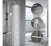 BONADE Columna Ducha Termostatica, Duchas de Baño Columna Barra Altura Ajustable 81mm - 1175mm, Columna Ducha con Grifo, Ducha Termostatica, Conjunto Ducha con Teleducha de lluvia de 10 pulgadas