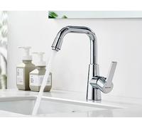 BONADE Grifo de baño, grifo de lavabo giratorio 360°, grifos de lavabo de latón cromado, monomando para baño y cocina