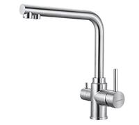 BONADE Grifo de Cocina 3 Vías Osmosis, Grifo Osmosis 3 Vías con 2 Salidas, Grifo para Fregadero Giratorio a 360°,Grifo de Cocina para Agua Potable con Palanca Doble, Acero Inoxidable Cepillado
