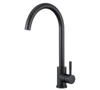 BONADE Grifo de cocina negro, grifo de cocina de acero inoxidable, giratorio 360°, grifo mezclador de cocina, alta presión con caño alto, adecuado para fregadero