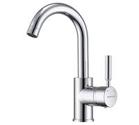 BONADE Grifo de lavabo, grifo de baño, giratorio 360°, latón cromado, grifo mezclador de agua fría y caliente, mezclador monomando para baño y cocina