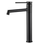BONADE Grifos Para Lavabos de Baño Alto, Grifo Lavabo Negro Mate Alto, Torneira Lavatorio Grifo Monomando Lavabo de 24cm para Lavabo Sobre Encimera, Grifos para Lavabos de Baño de Acero Inoxidable 304