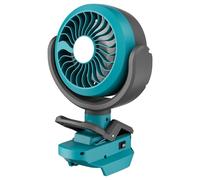 Bonadget Ventilador de batería 2 en 1 para batería Ma-kita de 18 V (sin batería), ventilador con clip portátil con 2 modos de brillo y 2 velocidades para exteriores, camping, hogar y obra