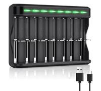 BONAI Cargador Pilas Recargables Universal, Inteligente LED Carga Rápida Cargador de Pilas con Salida USB para AA AAA SC C D Ni-MH