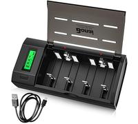 BONAI LCD Pantalla Cargador de Pilas Inteligente para AA/AAA/SC/C/D /9V Ni-MH, Universal Cargador Pilas con Función de Descarga (Cargador de batería USB)