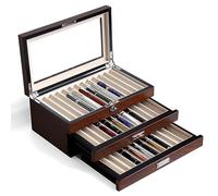 Bonaking- Estuche de exhibición para bolígrafos con 36 ranuras para bolígrafos, estuche para pluma estilográfica, organizador de madera para guardar bolígrafos, caja de exhibición para bolígrafos para