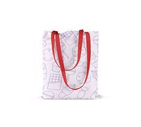 Bonamaison, 100% Algodón Bolso De Mano Impreso, Bolso de la Compra Reutilizable, Bolso De Compras, Ecológico, Plegable, Bolso de Tela de Lona con Asas Rojas, 34X40 Cm - Fabricado en Turquía