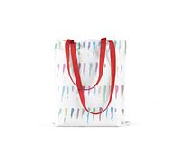 Bonamaison, 100% Algodón Bolso De Mano Impreso, Bolso de la Compra Reutilizable, Bolso De Compras, Ecológico, Plegable, Bolso de Tela de Lona con Asas Rojas, 34X40 Cm - Fabricado en Turquía