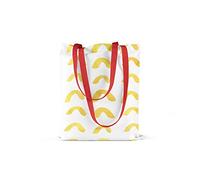 Bonamaison, 100% Algodón Bolso De Mano Impreso, Bolso de la Compra Reutilizable, Bolso De Compras, Ecológico, Plegable, Bolso de Tela de Lona con Asas Rojas, 34X40 Cm - Fabricado en Turquía