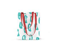 Bonamaison, 100% Algodón Bolso De Mano Impreso, Bolso de la Compra Reutilizable, Bolso De Compras, Ecológico, Plegable, Bolso de Tela de Lona con Asas Rojas, 34X40 Cm - Fabricado en Turquía