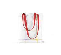 Bonamaison, 100% Algodón Bolso De Mano Impreso, Bolso de la Compra Reutilizable, Bolso De Compras, Ecológico, Plegable, Bolso de Tela de Lona con Asas Rojas, 34X40 Cm - Fabricado en Turquía