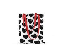 Bonamaison, 100% Algodón Bolso De Mano Impreso, Bolso de la Compra Reutilizable, Bolso De Compras, Ecológico, Plegable, Bolso de Tela de Lona con Asas Rojas, 34X40 Cm - Fabricado en Turquía