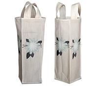 Bonamaison Bolsa de Vino de Lona de algodón Impresa digitalmente, Bolsa de Botella, Tapas de Botella de Vino, Bolsa de Soporte de Vino, tamaño: 16,5 x 31,5 x 7,5 cm