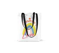 Bonamaison Bolso De Mano Impreso, 100% Algodón, Bolso de la Compra Reutilizable, Bolso De Compras, Ecológico, Plegable, Bolso de Tela de Lona con Asas Negras, 48x55 Cm - Fabricado en Turquía