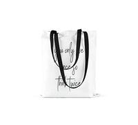 Bonamaison Bolso De Mano Impreso, 100% Algodón, Bolso de la Compra Reutilizable, Bolso De Compras, Ecológico, Plegable, Bolso de Tela de Lona con Asas Negras, 48x55 Cm - Fabricado en Turquía