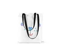 Bonamaison Bolso De Mano Impreso, 100% Algodón, Bolso de la Compra Reutilizable, Bolso De Compras, Ecológico, Plegable, Bolso de Tela de Lona con Asas Negras, 48x55 Cm - Fabricado en Turquía