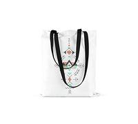 Bonamaison Bolso De Mano Impreso, 100% Algodón, Bolso de la Compra Reutilizable, Bolso De Compras, Ecológico, Plegable, Bolso de Tela de Lona con Asas Negras, 48x55 Cm - Fabricado en Turquía