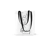 Bonamaison Bolso De Mano Impreso, 100% Algodón, Bolso de la Compra Reutilizable, Bolso De Compras, Ecológico, Plegable, Bolso de Tela de Lona con Asas Negras, 48x55 Cm - Fabricado en Turquía