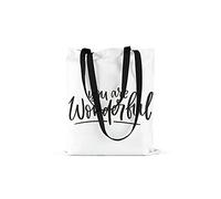 Bonamaison Bolso De Mano Impreso, 100% Algodón, Bolso de la Compra Reutilizable, Bolso De Compras, Ecológico, Plegable, Bolso de Tela de Lona con Asas Negras, 48x55 Cm - Fabricado en Turquía