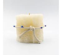 Bonamaison, Vela en forma de toalla con cuerda con cuentas de mal ojo, cera de parafina, crema, tamaño pequeño