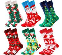 BONANGEL Calcetines de Navidad Calcetines de Vestir Divertidos para Hombres Novedad Colorida Moda Navideña Loca Diseño Divertido y lindo para Hombres Niño Papá Abuelo Marido (6Pairs-Christmas6)
