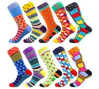 BONANGEL Calcetines Funky de Vestir para Hombre, Navideños Divertidos y Coloridos de Algodón Loco, Regalo para Hombres Papá Novio