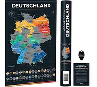 Bonanzana - Mapa de Alemania con rascado - 70 x 42 cm - Póster para rascar los Länders con 16 platos y lugares | Tarjeta de regalo de pared de viaje | Scratch Off Map