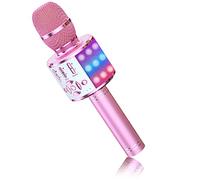 BONAOK Magic Sing Karaoke Micrófono Bluetooth Karaoke Niños 4 en 1 Micrófono Sing Micrófono Inalámbrico Bluetooth Karaoke para Fiestas en casa, Compatible con iPhone/Android (Rosa Claro)