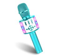 BONAOK Magic Sing Micrófono de Karaoke, Micrófono Bluetooth para Karaoke Niños, Micrófono Cantar 4 en 1, Micrófono Inalámbrico para Karaoke Bluetooth la Fiesta, Compatible con iPhone/Android (Azul)