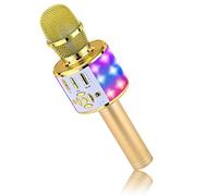 BONAOK Magic Sing Micrófonos de Karaoke, Micrófonos Bluetooth Karaoke Niños, Micrófonos para Cantar 4 en 1, Micrófonos Inalámbricos Bluetooth para Fiesta Casa, Compatible con iPhone/Android (Dorado)