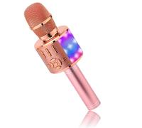 BONAOK Micrófono de Karaoke Bluetooth, 4 en 1 Micrófonos Inalámbricos de Karaoke, Micrófono de Karaoke LED para Niños, Dispositivo de Karaoke KTV, Compatible con iOS Android(Oro Rosa Plus)