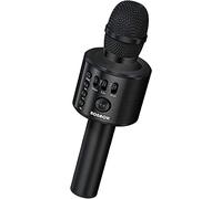 BONAOK Micrófono de Karaoke Bluetooth inalámbrico, 3-en-1 portátil de Mano Karaoke Mic Regalo de cumpleaños Home Party Altavoz Máquina para Android/iPad, PC Smartphone (Q37 Negro)