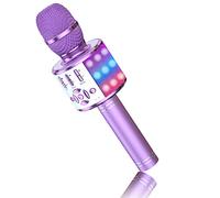 BONAOK - Micrófono de Karaoke para niños con micrófono de canción Bluetooth 4 en 1 inalámbrico Efecto micrófono música Karaoke máquina de Cantar para el hogar Fiesta (Morado Claro)