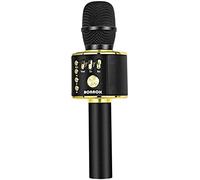 BONAOK Wireless Bluetooth Karaoke Microphone, 3-in-1 Portable Handheld karaoke Mic Birthday Gift Home Party Speaker Machine for iPhone/Android/iPad/Sony, PC Smartphone (Q37 Black Gold)