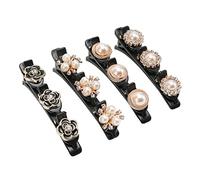 Bonbela 4 Pinzas para el Pelo Trenzadas, Diseño de Doble Capa con Diamantes de Imitación Brillantes, Elegante Horquilla Decorativa con de Pico de Pato para Mujer