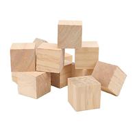 Bonbela Bloques de Madera sin Terminar, Cubos Cuadrados de Madera de Pino, Bordes Lijados Lisos para Manualidades, Decoración del Hogar, Pintura de Construcción, 12 Uds.
