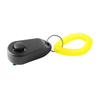 Bonbela Clicker de entrenamiento para perros, gatos, entrenador de mascotas con diseño de anillo de dedo para perros, gatos, forma ovalada compacta, material ABS (negro)