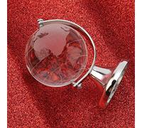 Bonbela Globo terráqueo redondo, mapamundi, cristal, globo, decoración del hogar y oficina, (plata)