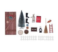 Bonbela Kit de Puerta de Hadas de Navidad con Accesorios Mini Kit de Puerta de Hada de Madera de de Muñeca de Madera Miniatura para Cuentos de Aprendizaje Actividades Artesanales de Bricolaje para