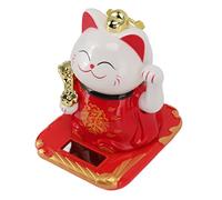 Bonbela Lucky Waving Cat Light Induction Plástico Chino Bienvenida Gato Adorno para Coche Hogar (Rojo)